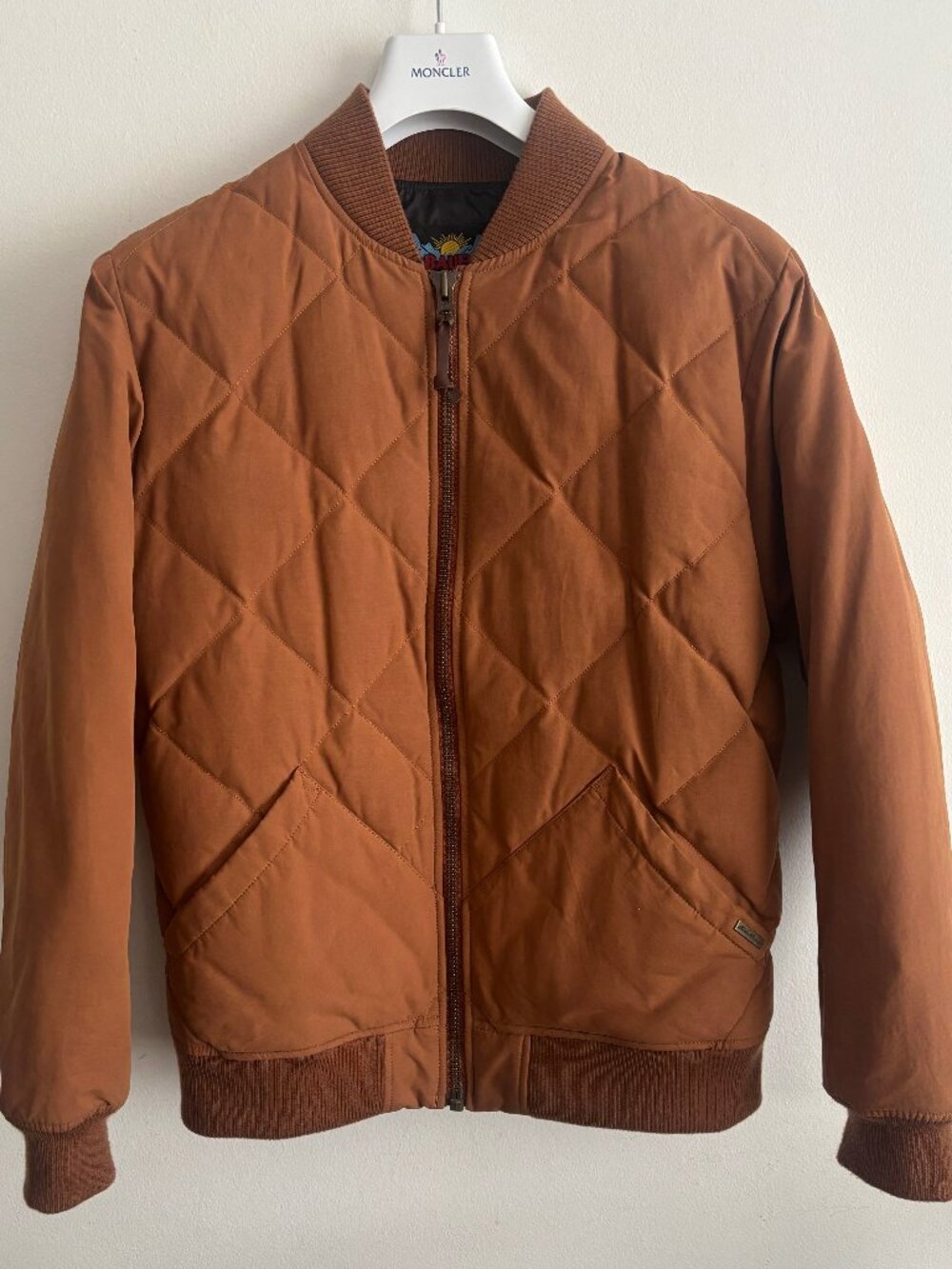 Eddie Bauer 1936 Skyliner Goose Down Rust Brown Zip Quilted Bomber Jacket Medium